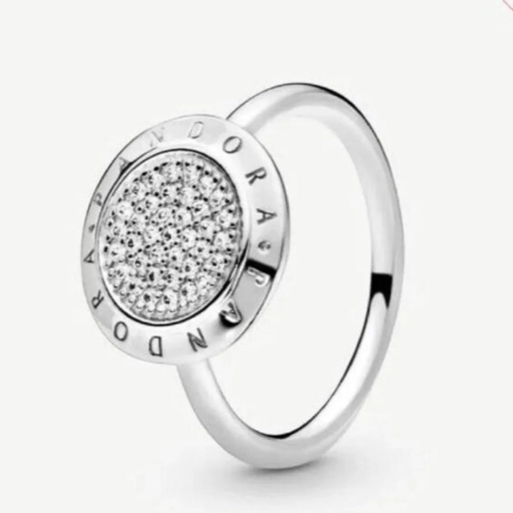 New Pandora Silver Pave Logo Ring size 6 7 7.5 8